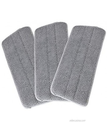 LEARJA 3 Pcs Microfiber Mop Replacement Pads Reusable for Floor Cleaning Mop Flat Pads Suitable for Hook and Loop Mop Heads Microfiber Mop 16 x 6 Inches Gray