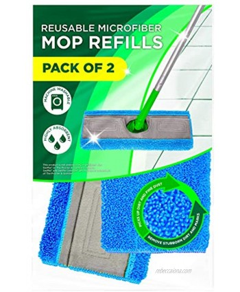 Millifiber Mop Refills Pack of 2 Washable Reusable Microfiber Mop Pads Compatible with Swiffer Sweeper. Mop Replacement Cover.