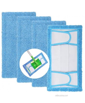 Reusable Microfiber Mop Pads for Swiffer Sweeper & All 10-12 Inch Flat Mop Upgraded Wet Dry Cleaning Pads for All Hard-Floor Reusable & Washable Sweeper Refills 4