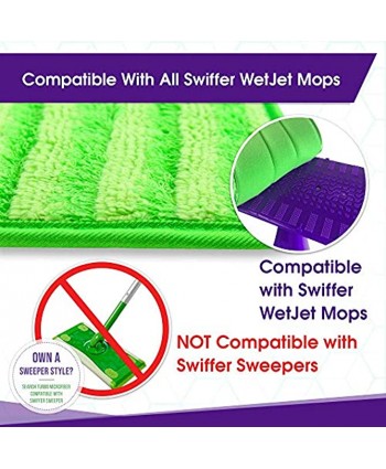 Turbo Microfiber Mop Pads Pack of 4 Reusable 12-inch Floor Pad Refills Compatible with Swiffer Wet Jet Mops Household Cleaning Tools