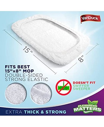 VanDuck 100% Cotton Terry Cloth Mop Pads 15x8 Inch 6-Pack Mop Is Not Included