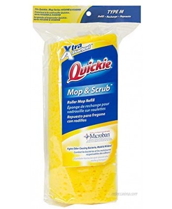 Quickie Roller Mop Refill with Antimicrobial Microban Extra Absorbent Mop and Scrub Cleaning for Bathroom and Kitchen Cleaning