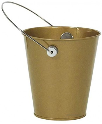 Amscan Metal Bucket w handle | Gold | Party Accessory | 12 Ct Model: 432589.19