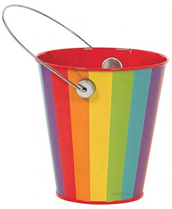 amscan Metal Bucket w handle | Rainbow | Party Accessory | 12 Ct Multicolor 432589.9