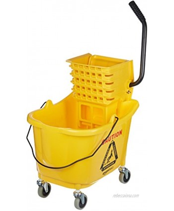 Basics Side Press Wringer Combo Commercial Mop Bucket on Wheels 35 Quart Yellow