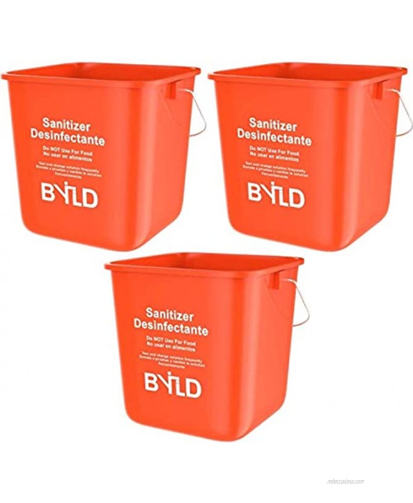 BYLD Sanitizing Cleaning Bucket 3 Quart Red Pack of 3