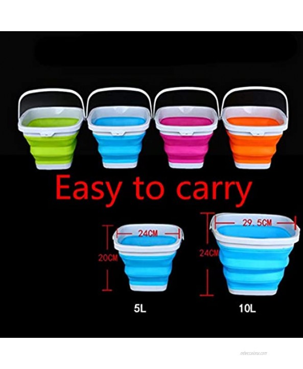 Collapsible Plastic Bucket Foldable Circular Square Tub Portable Fishing Water Pail Space Saving Outdoor Waterpot 5L 10L Square-Blue 5L