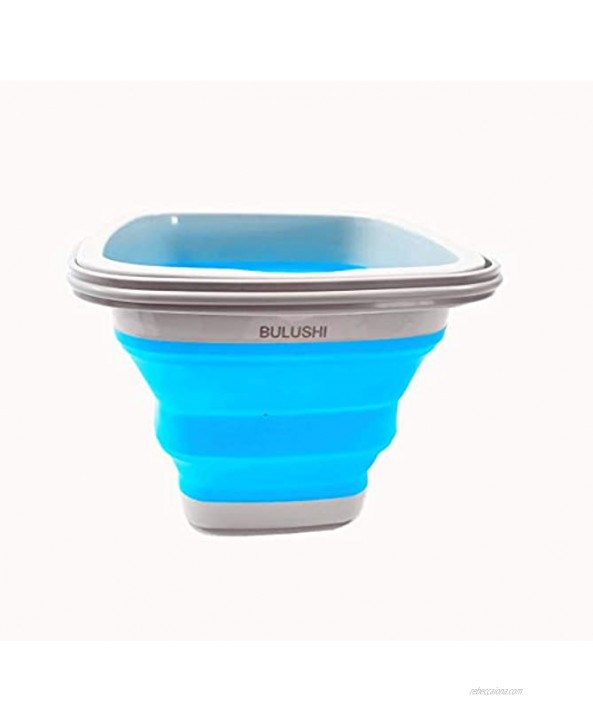 Collapsible Plastic Bucket Foldable Circular Square Tub Portable Fishing Water Pail Space Saving Outdoor Waterpot 5L 10L Square-Blue 5L