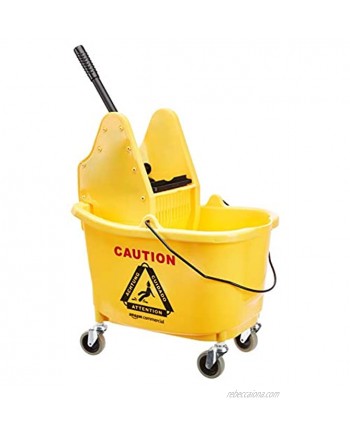 Commercial Mop Bucket and Down Press Wringer Combo 35-Quart Yellow