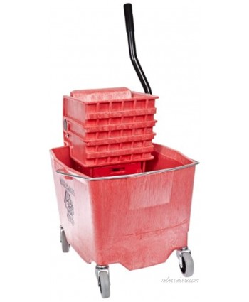 Impact 6R 2635-3R Plastic Sidepress Squeeze Wringer Bucket Combo 26-35 qt Capacity Red