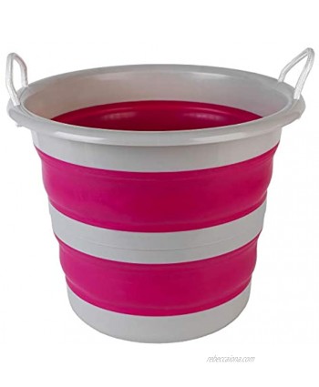 Kleeneze KL065438PNKEU Collapsible Cleaning Bucket 30 Litre Pink Grey 31.5 L x 31.5 W x 14 H cm