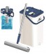 LEARJA Sponge Mop Single Bucket Self Wringer and Cleaning Super Absorbent Mop Extendable Handle Squeeze Compact Floor Mop Pail Easy Storage  Blue Bucket + Gray Mop Head