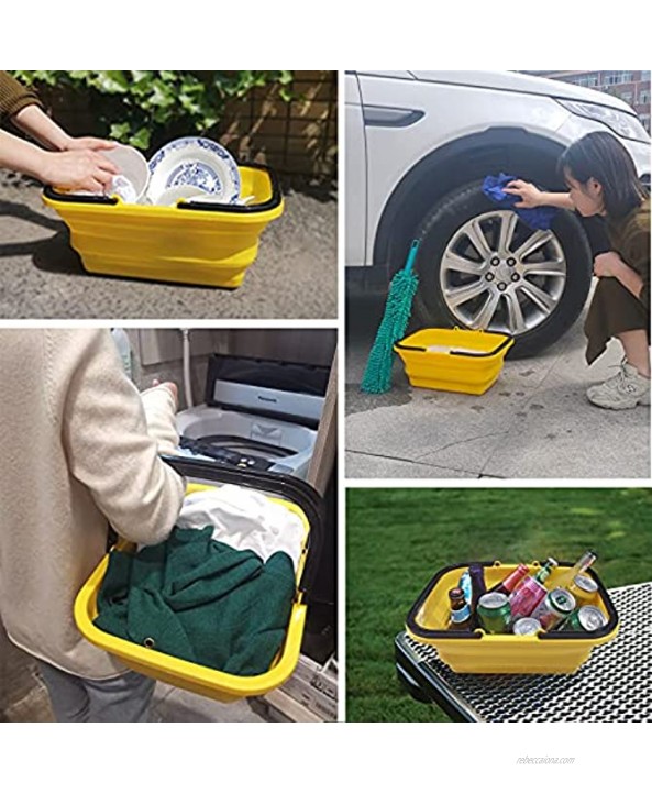 LOERCCE Collapsible Sink with Handle Portable Outdoor Picnic Folding Basin for Hiking RV and Home Courtyard Bathtub Camping 10L Yellow