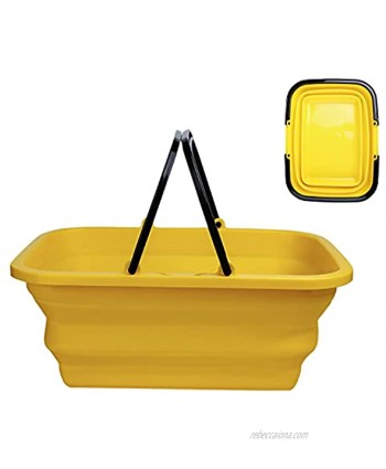 LOERCCE Collapsible Sink with Handle  Portable Outdoor Picnic Folding Basin for Hiking RV and Home Courtyard Bathtub Camping 10L Yellow