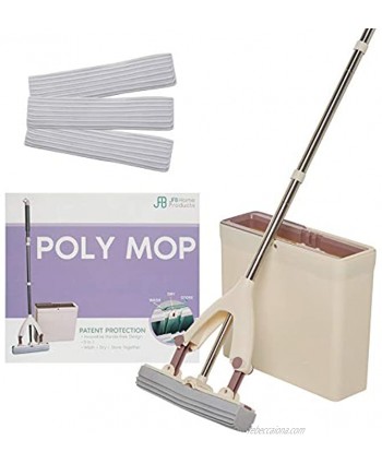 Poly Mop PVA Sponge Mop Bucket Wash Dry and Store Floor Cleaner Ultra Absorbent PVA Sponge Extendable Handle Compact Pail Easy Storage 3 Mop Heads Included