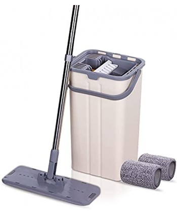 RoyalHouse Premium Flat Floor Mop and Bucket Set with Two Washable Microfiber Pads  Best Choice For Home Kitchen Bathroom Office And Corner Cleaning