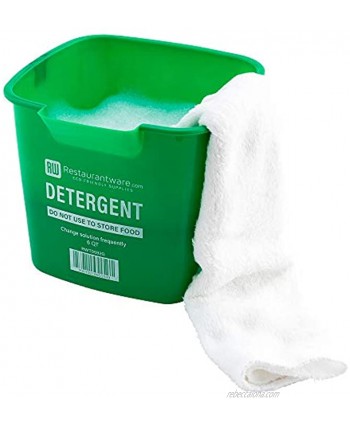 RW Clean 6 Quart Cleaning Bucket 1 Detergent Square Bucket With Measurements Built-In Spout And Handle Green Plastic Utility Bucket For Home Or Commercial Use Restaurantware