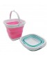 SAMMART Super Mini Sqare Collapsible Plastic Bucket Foldable Square Tub Portable Fishing Water Pail 2 Pieces Box Pack Lake Green & Pink