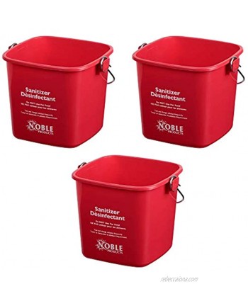 Small Red Sanitizing Bucket 3 Quart Cleaning Pail Set of 3 Square Containers