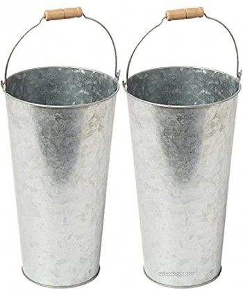 Weddingstar Large Galvanzined Silver Tin Bucket with Handle 2 Pack