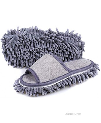 Friendly House Women's Microfiber Floor Cleaning Mop Slippers with Terry Towel Fabric Suitable for women size 7-9 Grey