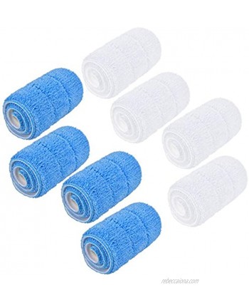 Microfiber Mops for Floor Cleaning and Scrubbing 8 Pack Reusable Mop Head Replacements Pad 4 Blue+ 4 White Cleaner for Home Kitchen Hotel Restaurant Wet Dry Washable Bona Floor Care System