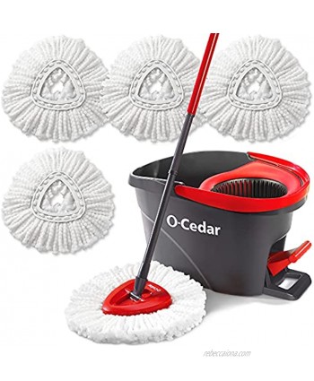 O-Cedar Easywring Microfiber Spin Mop & Bucket Floor Cleaning System with 4 Extra Refills