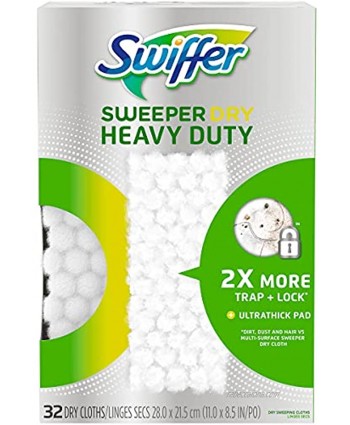 Swiffer 24322164 Sweeper Heavy Duty Dry Disposable Sweeping Cloths Pack of 32 77198