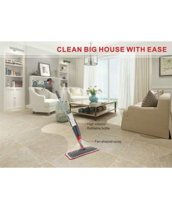 VENETIO Premium Spray Mop Floors Cleaning with 2 Reusable Microfiber Pad 360 Degree Rotation Joint for Home Kitchen Hardwood Laminate Wood Ceramic Tiles Floor Cleaning 700ml
