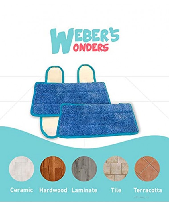 Weber's Wonders Set of 2 Microfiber Weber’s Wonders Prime Mop Pads Washable Reusable Durable Works with Swiffer and ReadyMop Heads