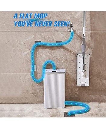 Flat Floor Mop and Bucket Set for Floor Cleaning with 5 Microfiber Mop Pads Refills Hands Free Squeeze Mop Easy Self-Wringing Mop Wet and Dry Use for Hardwood Laminate Tile Ceramic Window