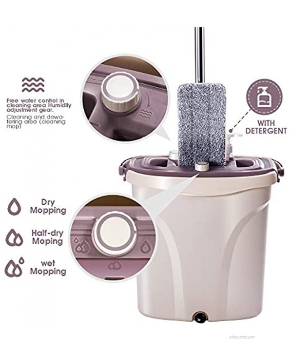 Masthome Mop and Bucket Set,Microfiber Flat Mop Self Wring-Mop and Bucket System Separated Water,Flat Squeeze with 5 Reusable Microfiber Pads and 1 Cleaning Brush for Floor Cleaning