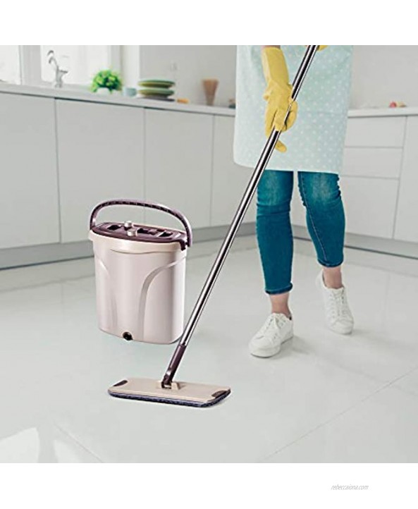 Masthome Mop and Bucket Set,Microfiber Flat Mop Self Wring-Mop and Bucket System Separated Water,Flat Squeeze with 5 Reusable Microfiber Pads and 1 Cleaning Brush for Floor Cleaning