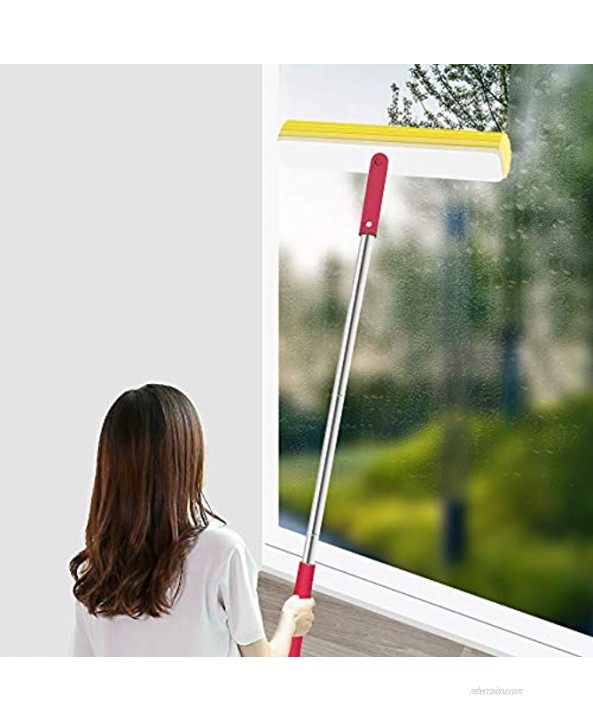 Sponge Mop LEARJA Duarable Upgrade Squeeze Mop and Bucket with Wringer Premium PVA Mop Hands-Free Washing Professional Mops Floor Cleaning for Hardwood Laminate1 Red Bucket + 1 Yellow Mop Head