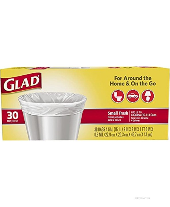 3 Pk Glad Small Trash Bags 4 Gallon 30 Ct Per Pack Total of 90
