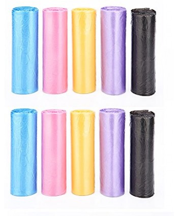 4 Gallon Trash Bags Small Garbage Bags Kitchen Trash Bags Thin Material Small Size 15-Liters Wastebasket Liners Trash Can Plastic Bags for Office Home Waste Bin 150 Counts Assort Radom Colors,5Pack