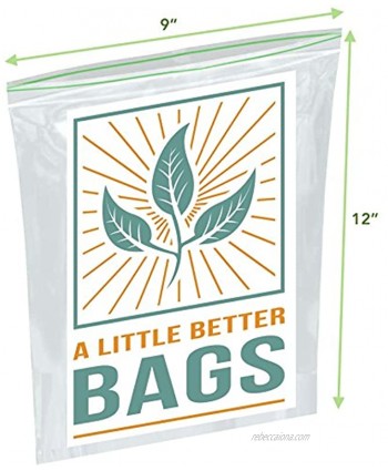 A Little Better Bags Biodegradable Ziplock Bags Gallon Freezer Bags Resealable Zero BPA Food Storage Containers Supplies for Keeping Sandwiches Frozen Food Vegetables [9x12” 100 Count]