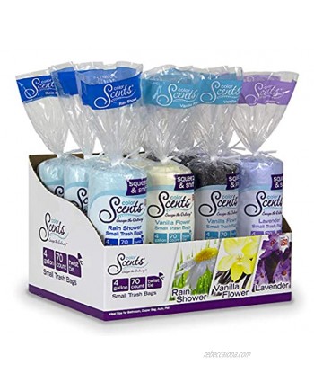 Color Scents Small Trash Bags 4 Gallon 840 Total Bags 12 Packs of 70 Count Twist Tie Multi-color bags in Calming Collection Scent