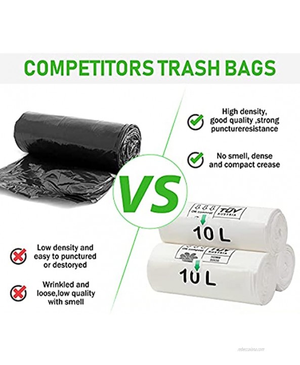 Compostable Trash Bags 2.6 Gallon 10L Extra Thick 0.78 Mils 100% Biodegradable Garbage Bags Wastebasket Liners Bags for Kitchen Bathroom Office Car,US BPI ASTM D6400 and Europe OK Compost Home Certified