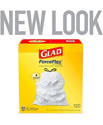 Glad ForceFlex Protection Series Tall Kitchen Drawstring Trash Bags 13 Gal Unscented 120 Ct Package May Vary