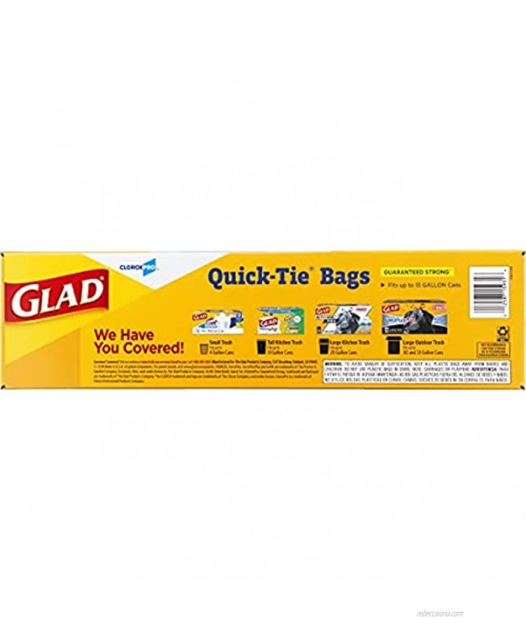 Glad Quick-Tie Tall Kitchen CloroxPro Trash Bags 13 Gallon 200 Count 15931 Packaging May Vary