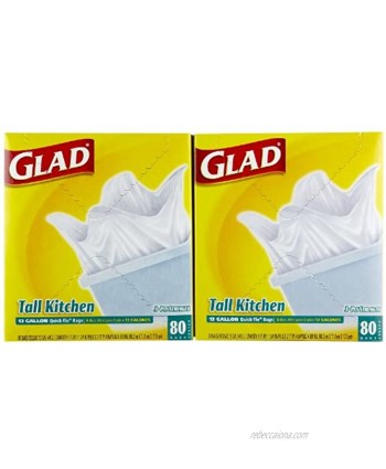 Glad Quick-Tie Tall Kitchen Trash Bags White 13 gal 80 ct 2 pk