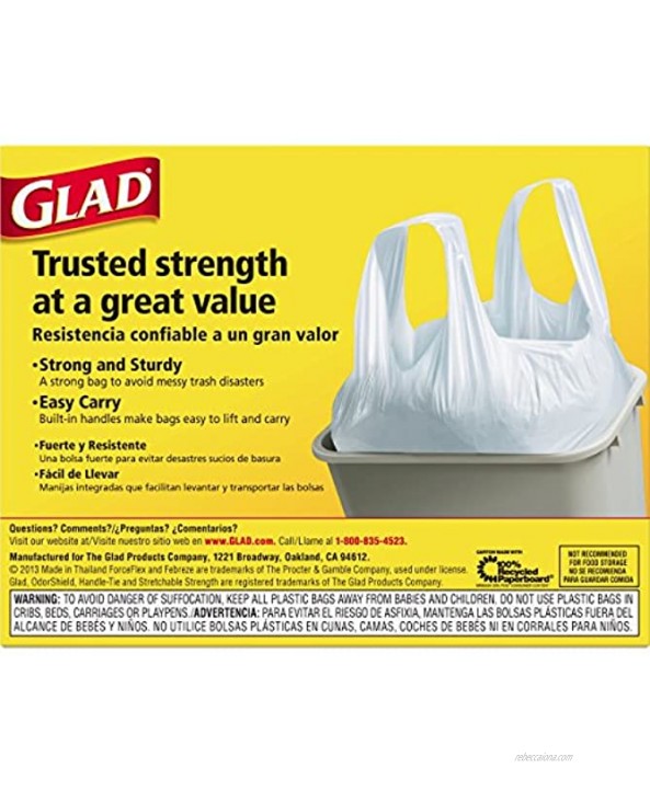 Glad Tall Kitchen Handle-tie Trash Bags 13 Gallon White Trash Bag 50 Count package May Vary