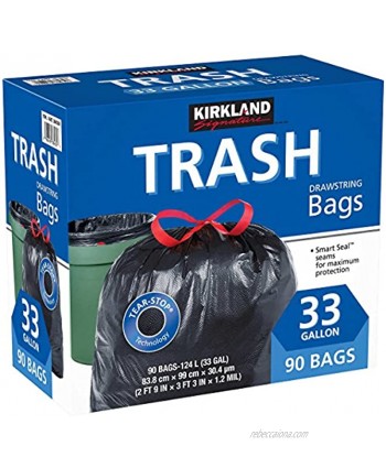 Kirkland Signature Drawstring Trash Bags 33 Gallon Xl Size 90 count