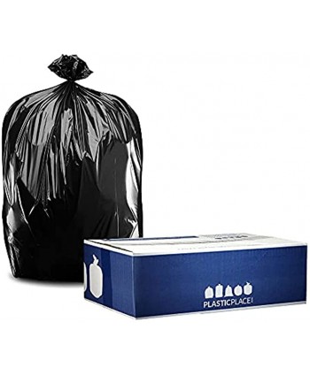 Plasticplace W65LDBTL2RL 64-65 Gallon Trash Can Liners for Toter │ 2.0 Mil │ Black Heavy Duty Garbage Bags │ Rolls │ 49” x 59” 50 Count