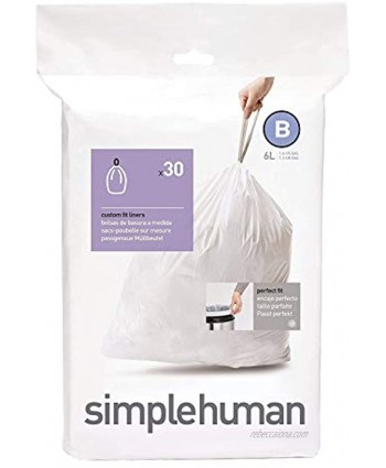 Simplehuman Bin Trash Can Bags Liners New 6l Litres Size B Box Pack of 30