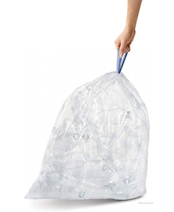 simplehuman Code K Custom Fit Drawstring Trash Bags 35-45 Liter 9-12 Gallon White 60 Count