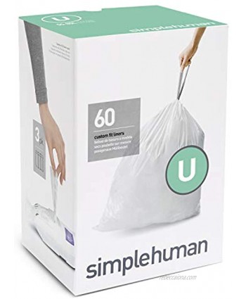 simplehuman Code U Trash Bags 60 Liners White