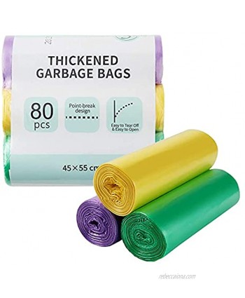 Small Trash Bags 5 Gallon 80 Count Garbage Bags Non-polluting and Biodegradable Trash Can Liners 20 Liter Wastebasket Bags for Kitchen Bathroom Home Office Garbage Can 3 Rolls 80 Count Basic