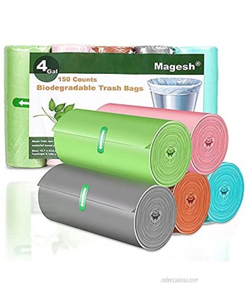 Small Trash Bags Magesh 4 Gallon Trash Bags Garbage Bags Strong Wastebasket Bin Liners for Kitchen Bathroom Bedroom Office Trash Can 150 Counts